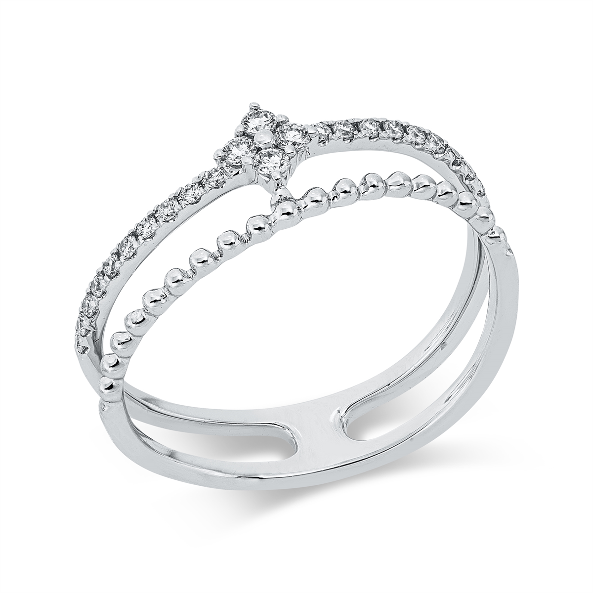 diamond full cut  modern woman ring in white gold