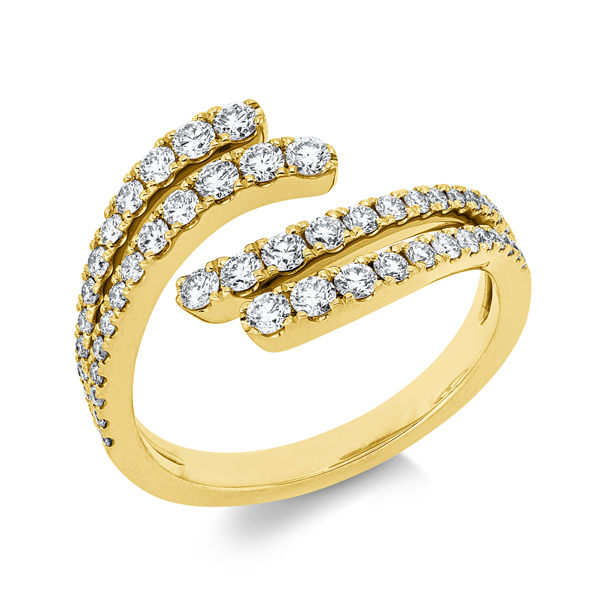 diamond full cut  modern woman ring in yellow gold