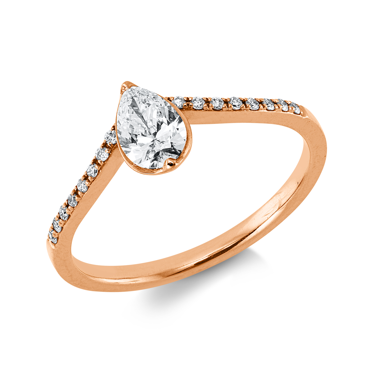 diamond full cut  solitaire ring in red gold
