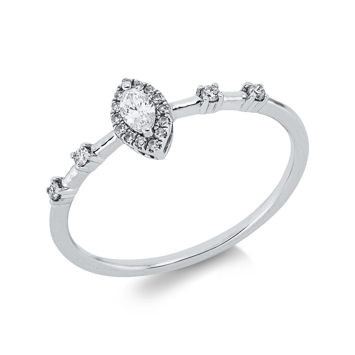 diamond single cut  modern woman ring in white gold