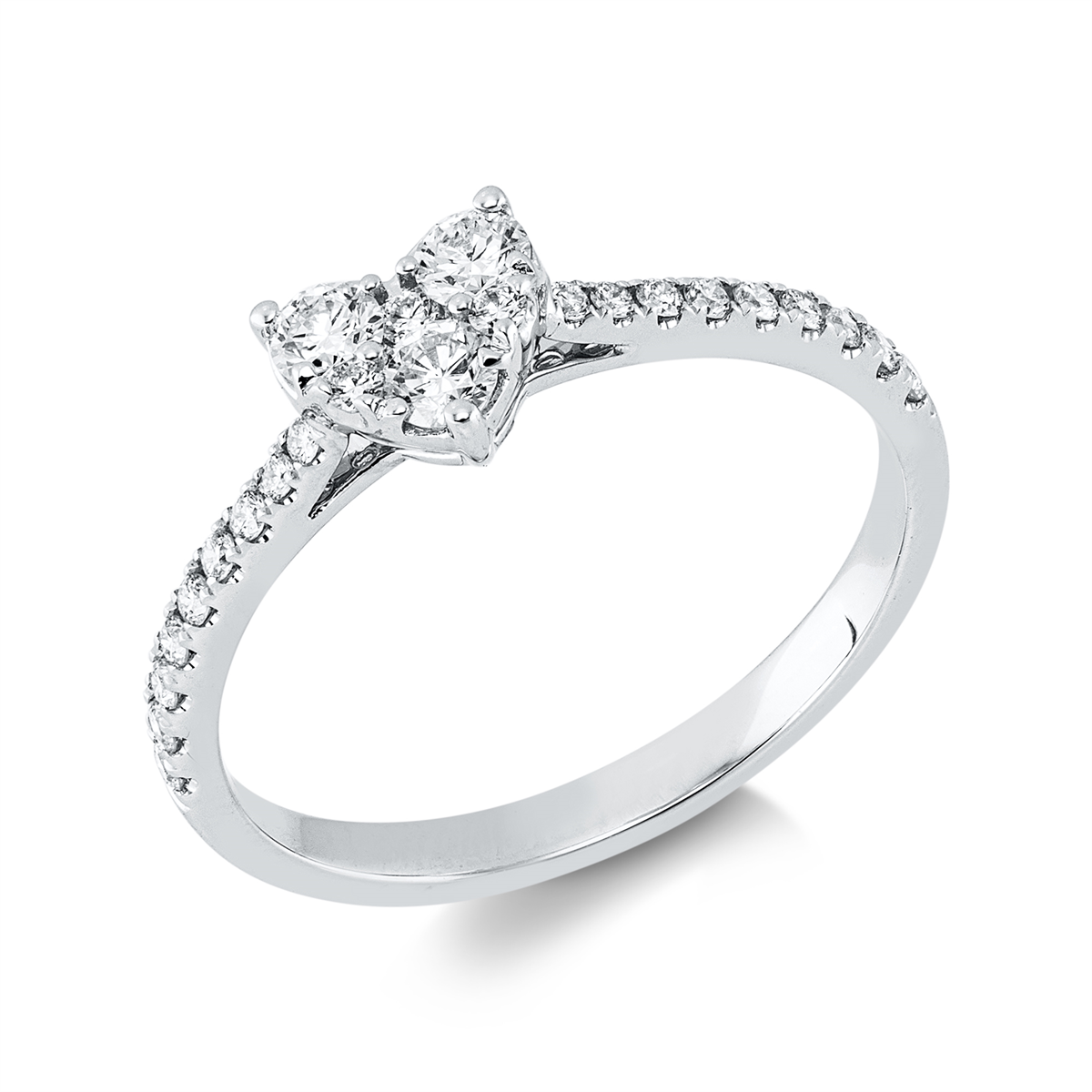 diamond full cut  modern woman ring in white gold