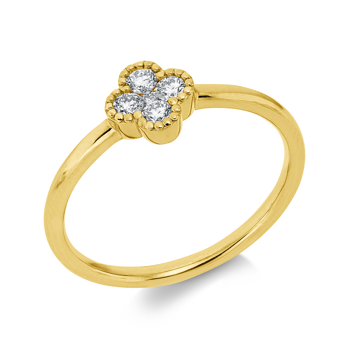 diamond full cut  illusion classic ring in yellow gold