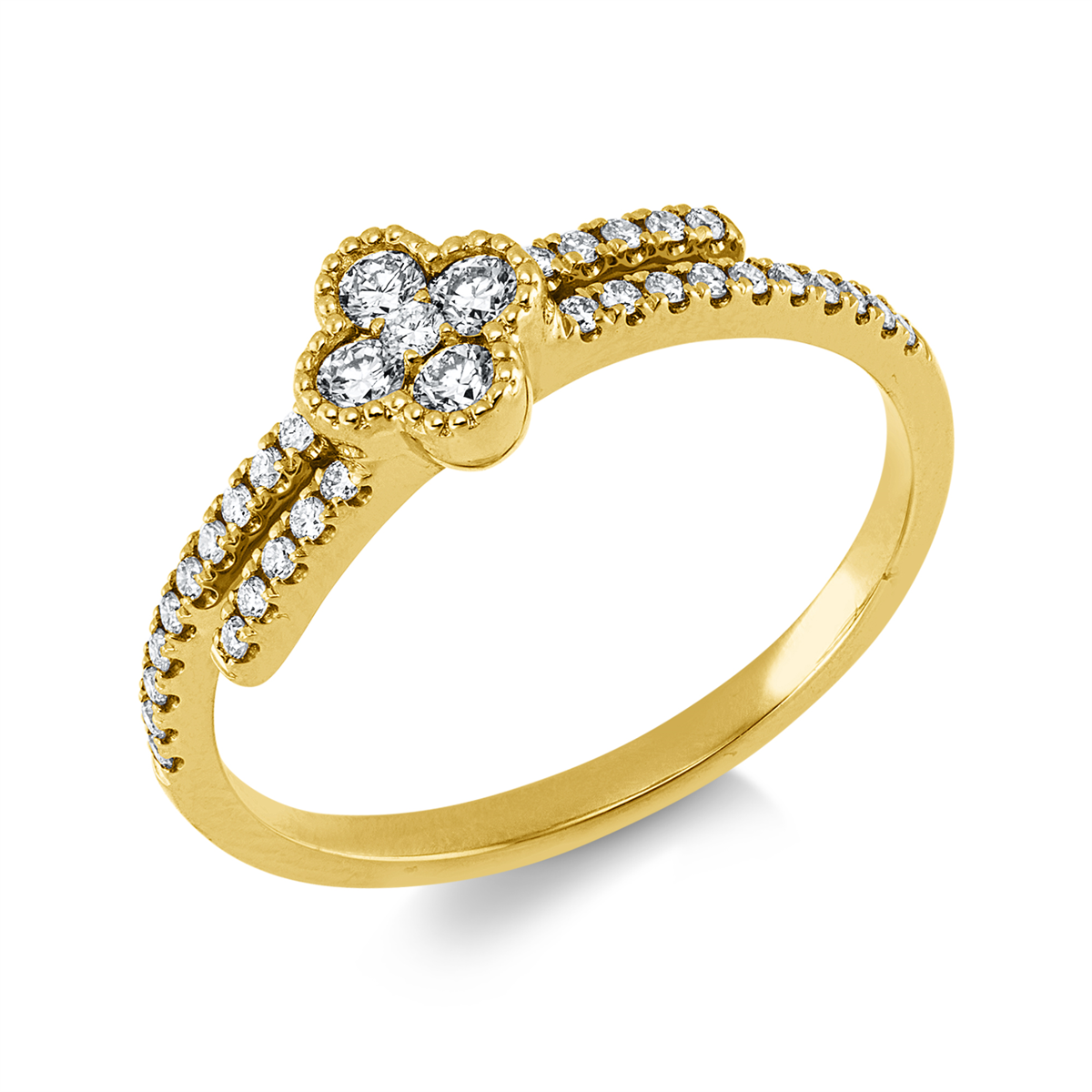 diamond full cut  modern woman ring in yellow gold