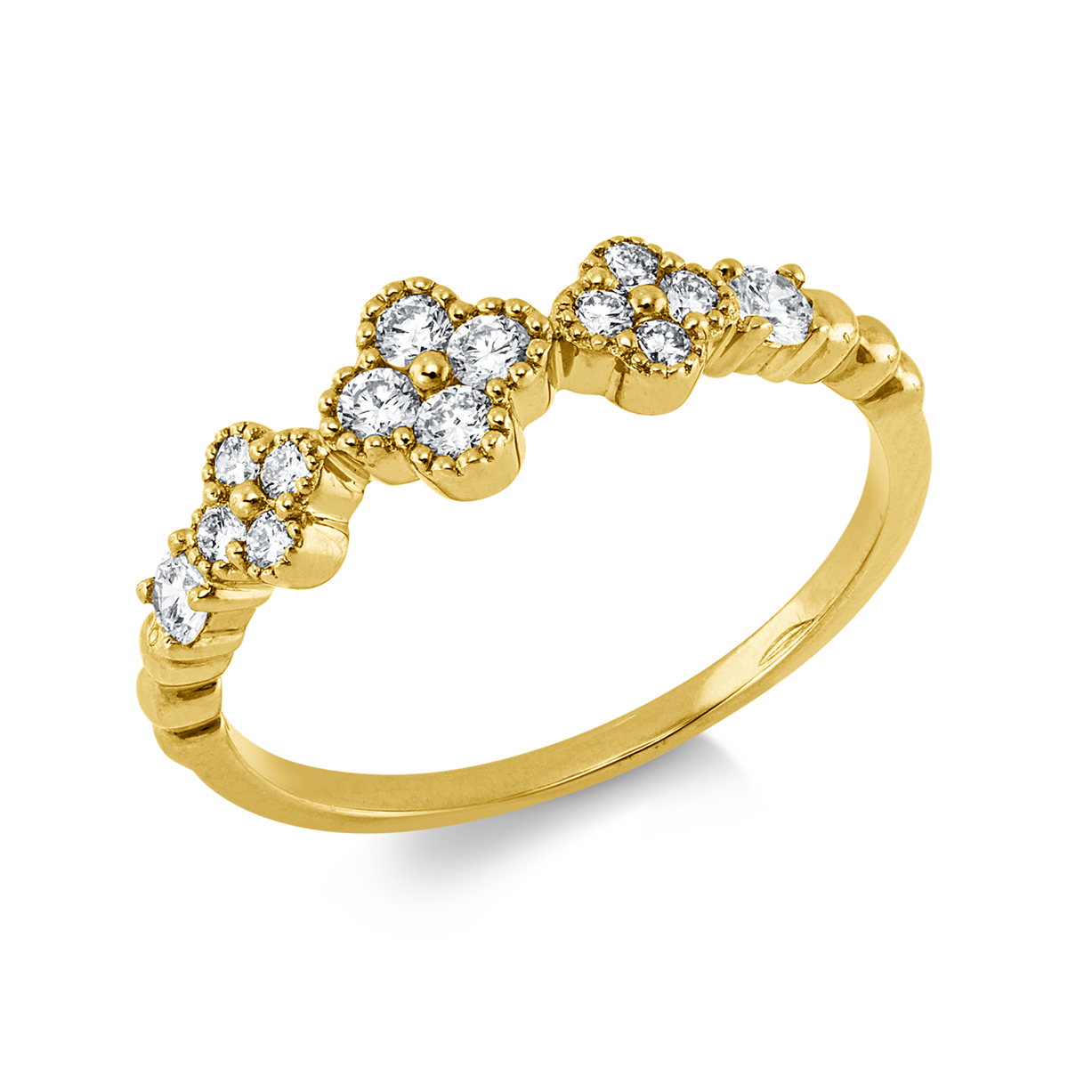 diamond full cut  modern woman ring in yellow gold