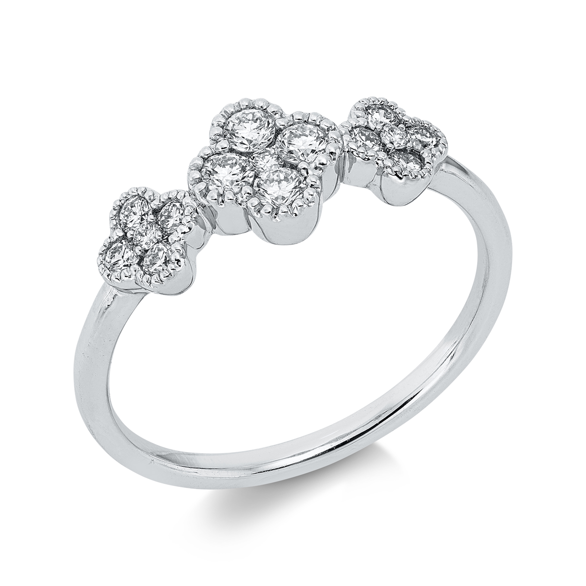diamond full cut  modern woman ring in white gold