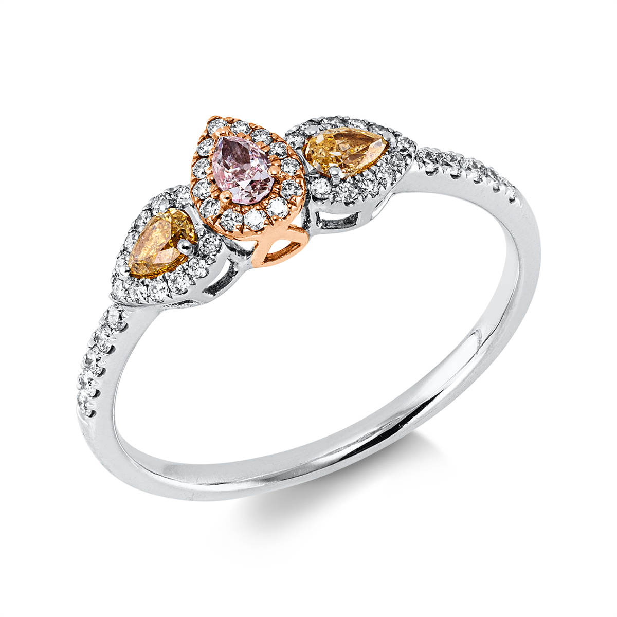 diamond full cut  fancy colored diamond ring in whitegold / rosegold
