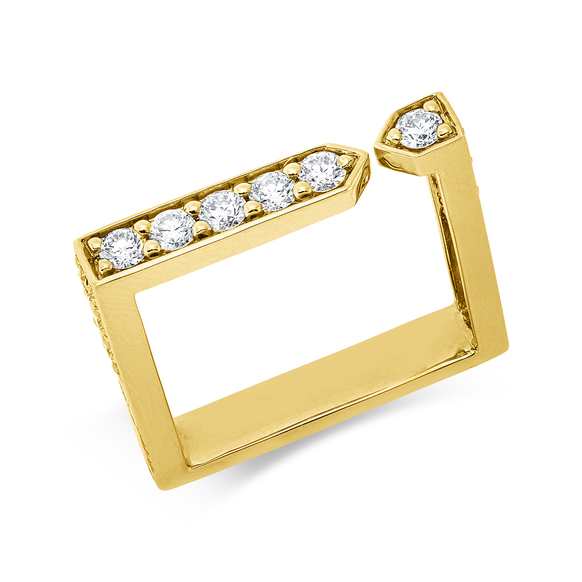 diamond full cut  modern woman ring in yellow gold