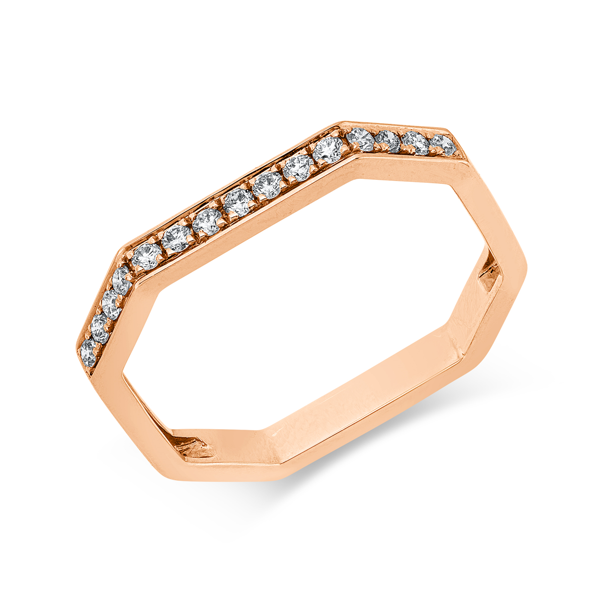 diamond full cut  modern woman ring in red gold