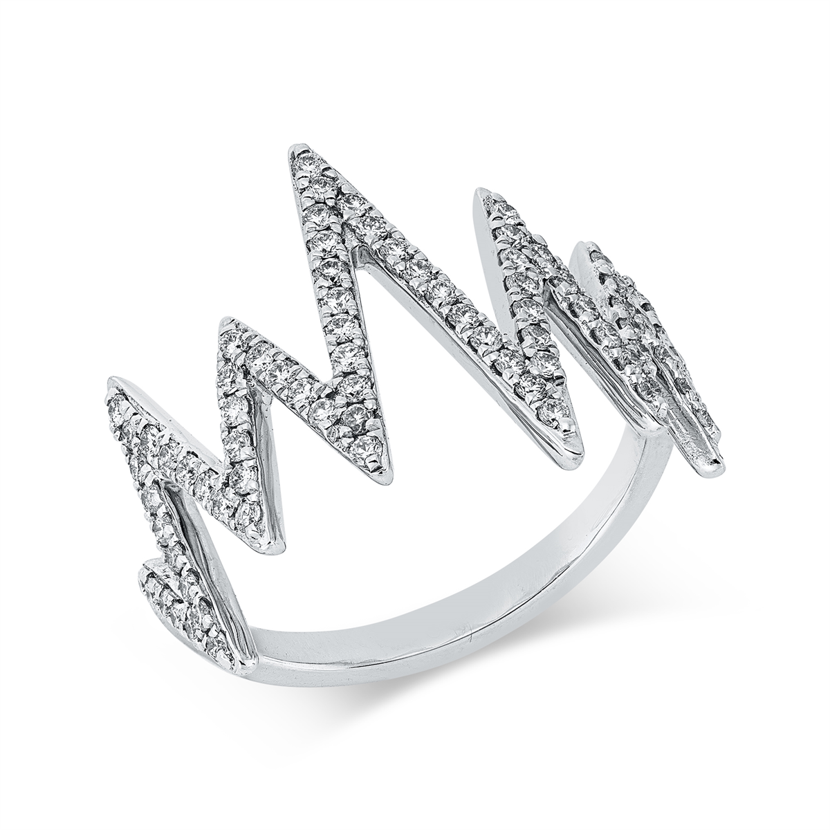 diamond full cut  modern woman ring in white gold
