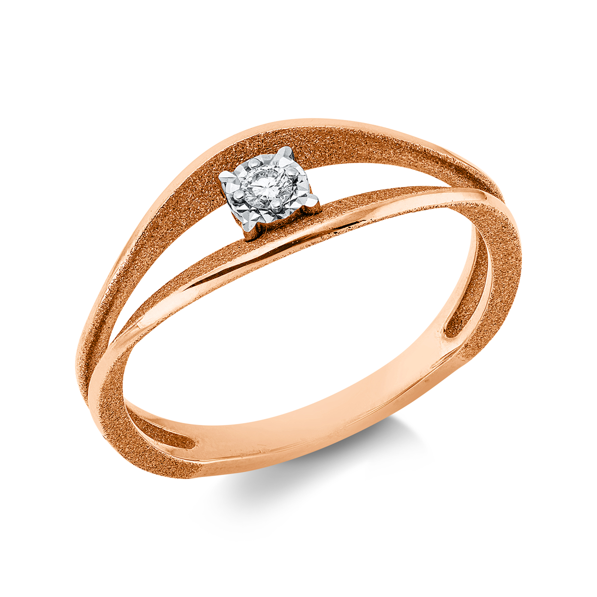 diamond full cut  modern woman ring in red gold / white gold
