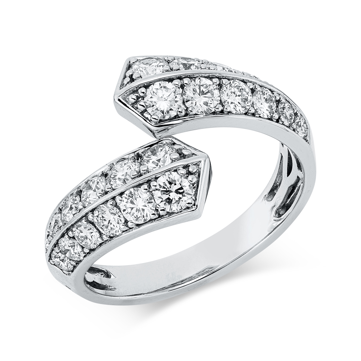 diamond full cut  modern woman ring in white gold