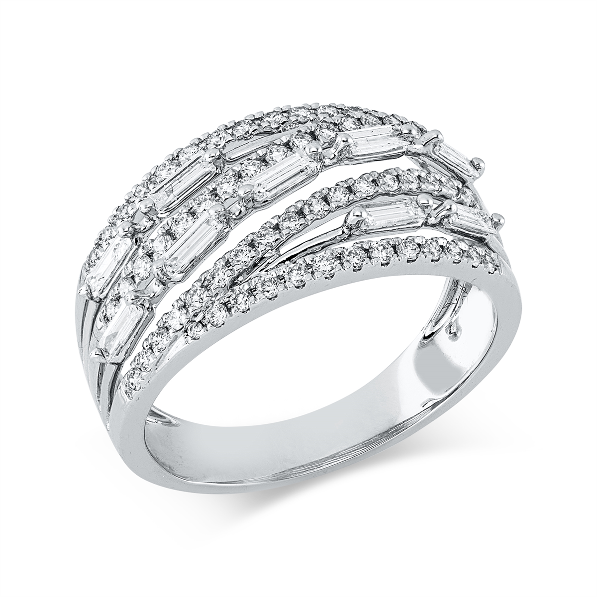 diamond full cut  multi-stone ring in white gold