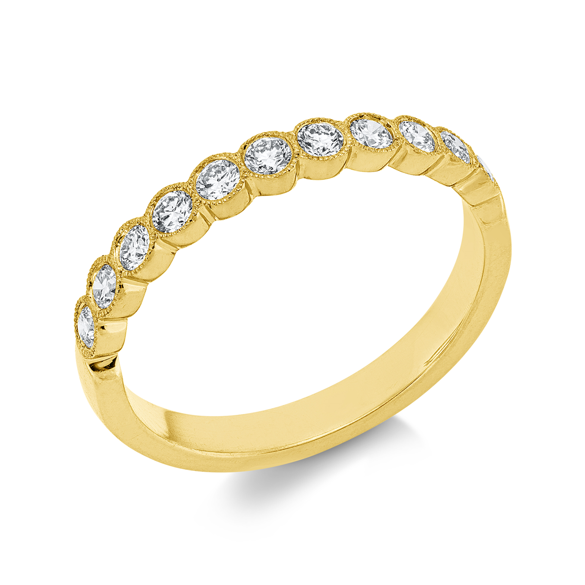 diamond full cut  modern woman ring in yellow gold