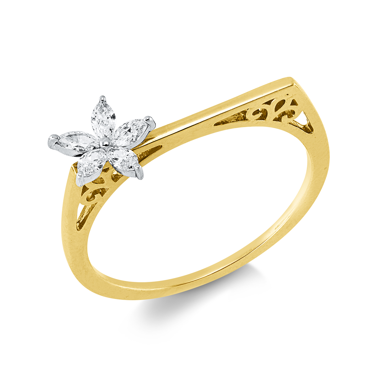 marquise  modern woman ring in yellow gold / white gold