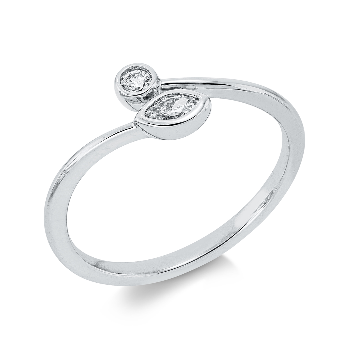 diamond full cut  modern woman ring in white gold