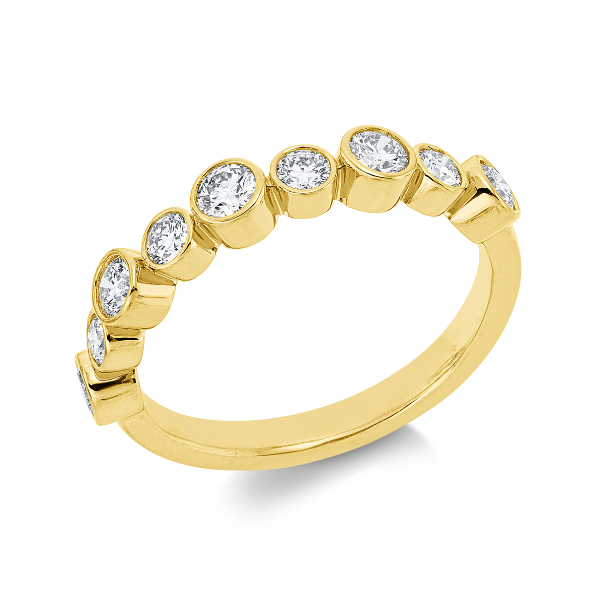 diamond full cut  eternity half ring in yellow gold