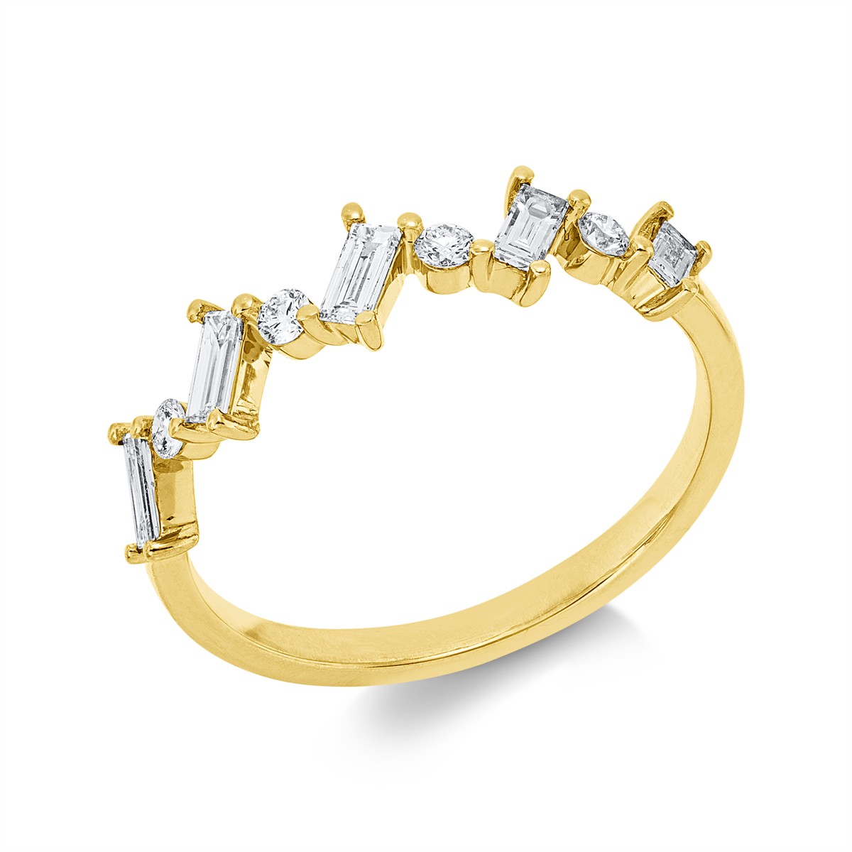 diamond full cut  modern woman ring in yellow gold
