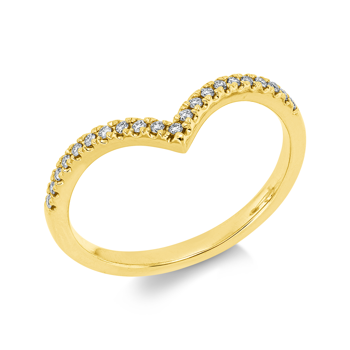 diamond full cut  modern woman ring in yellow gold