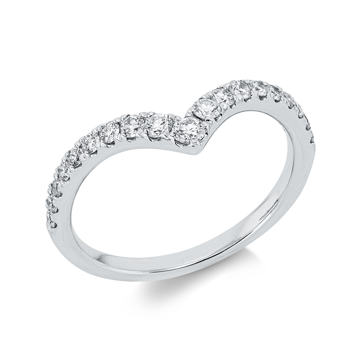 diamond full cut  modern woman ring in white gold