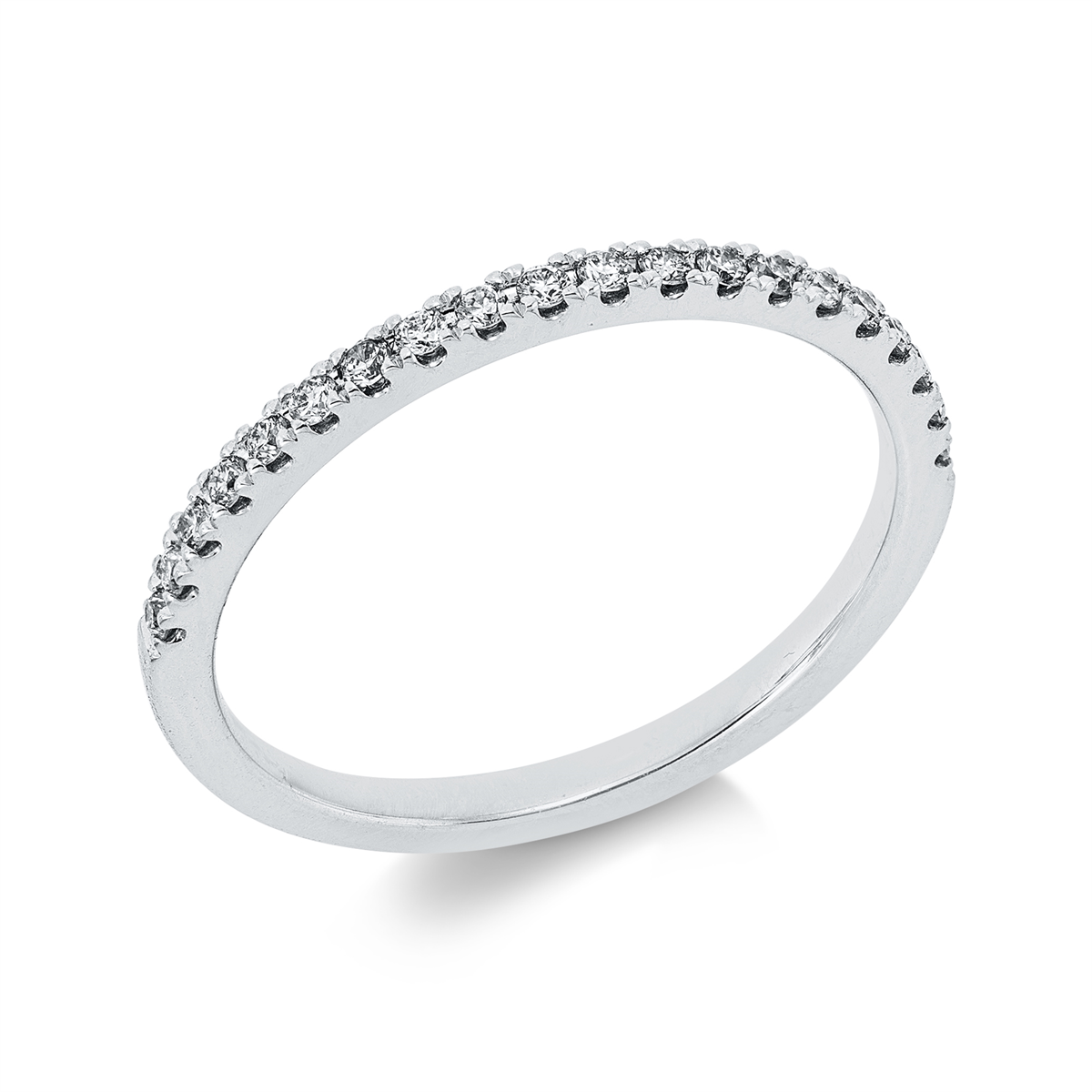 diamond full cut  eternity half ring in white gold