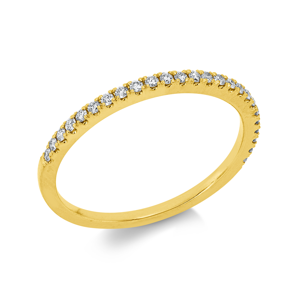 diamond full cut  eternity half ring in yellow gold