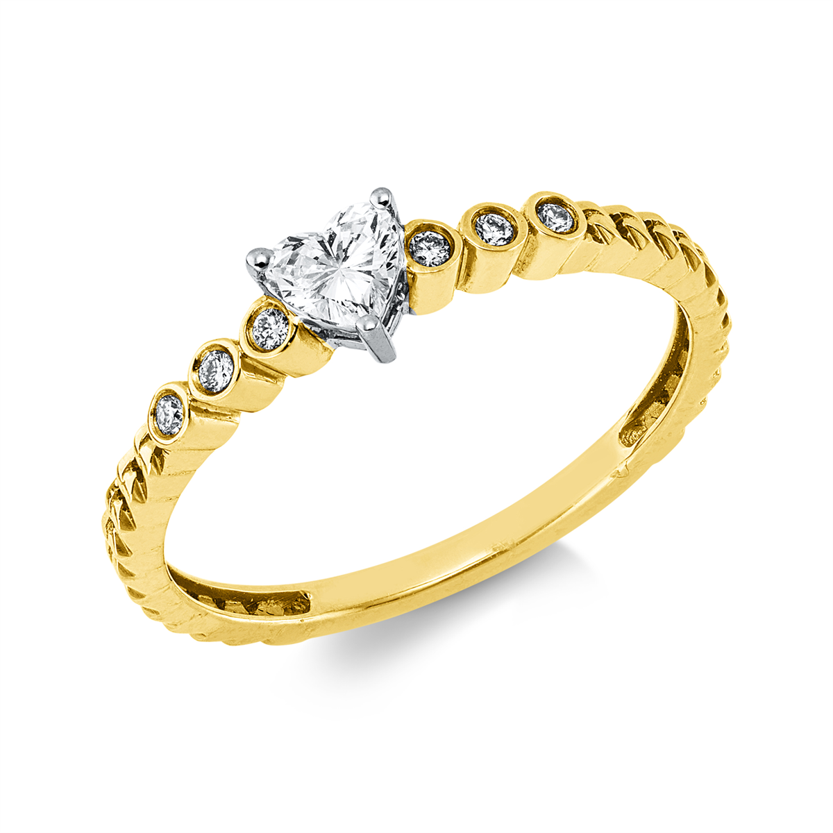 diamond full cut  solitaire with accent stones ring in yellow gold / white gold