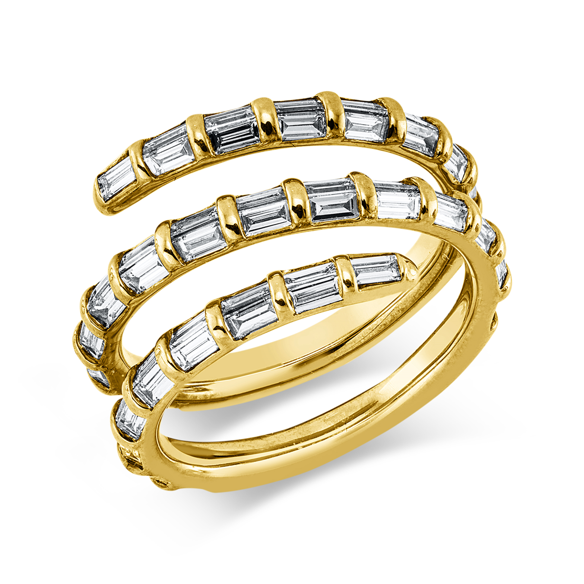 baguette  baguette ring in yellow gold