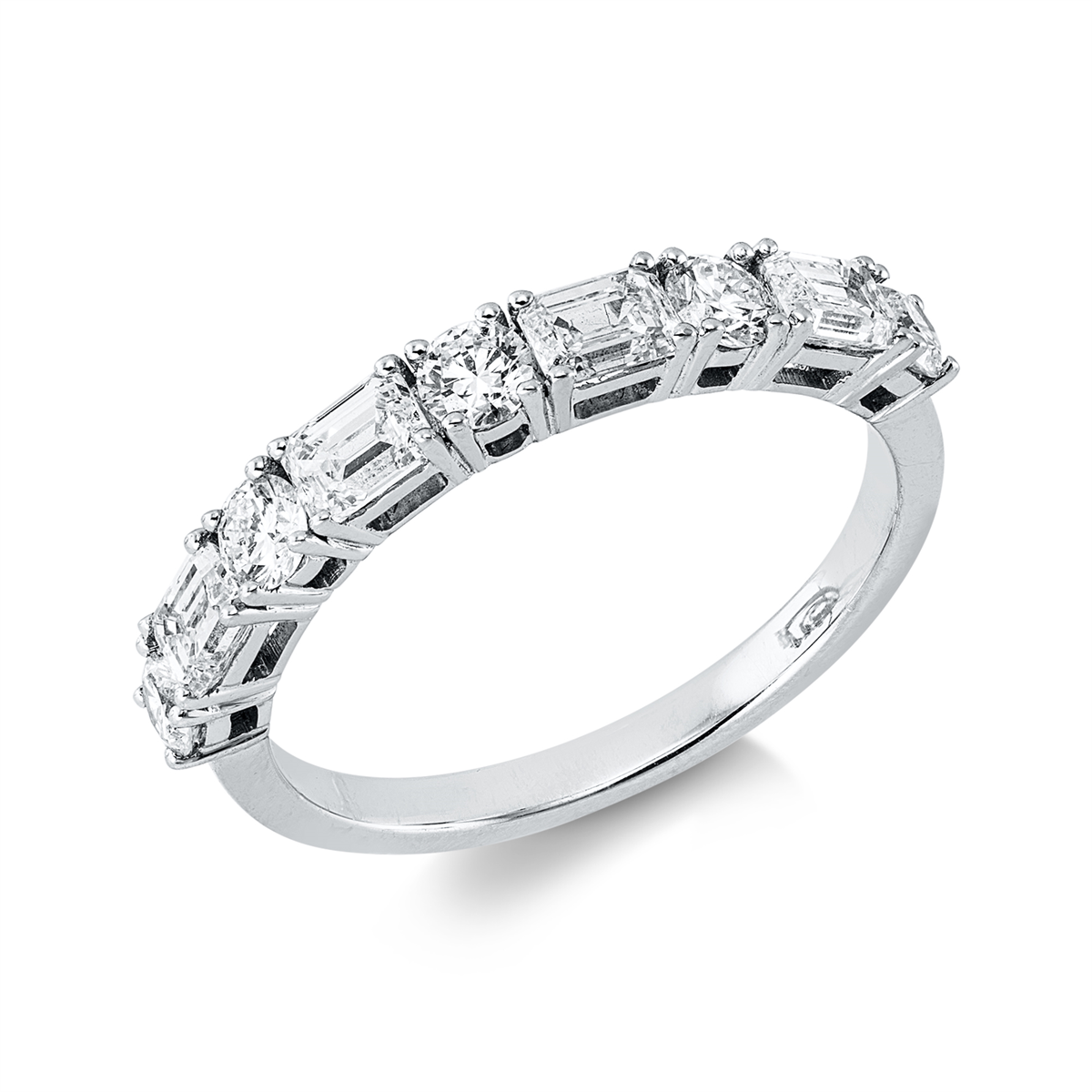 diamond full cut  baguette ring in white gold