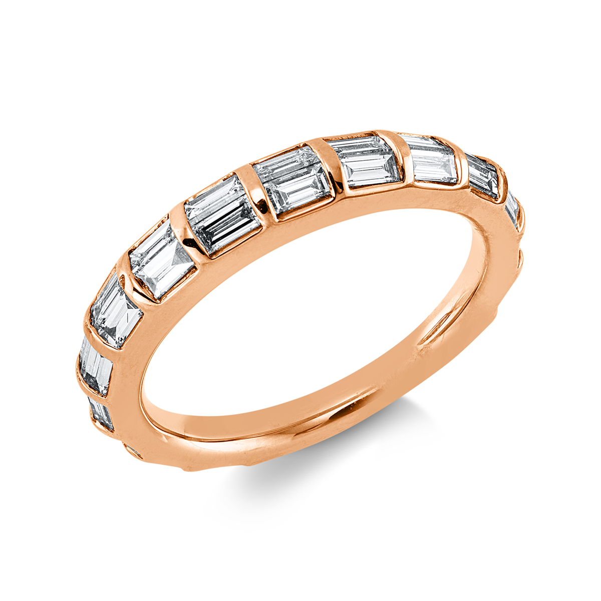 baguette  baguette ring in red gold