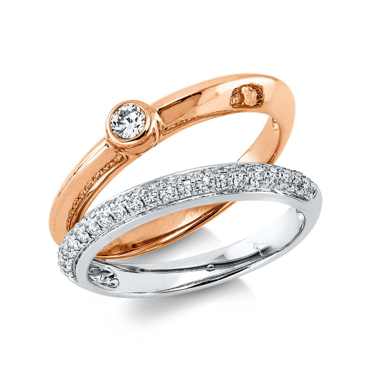 diamond full cut  modern woman ring in red gold / white gold