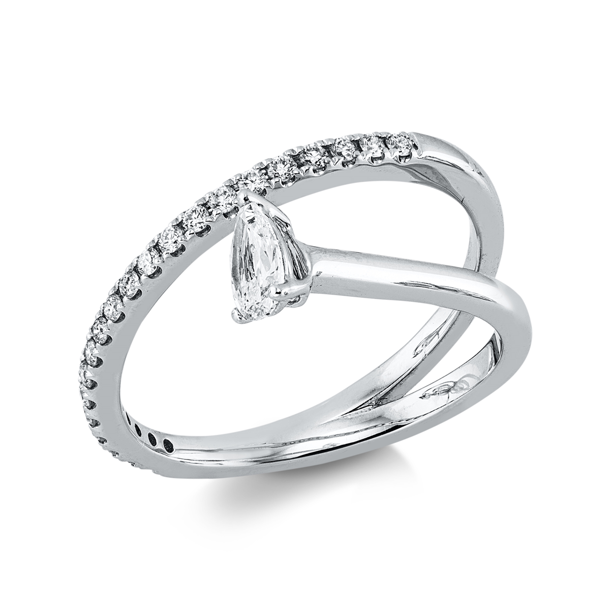 diamond full cut  modern woman ring in white gold