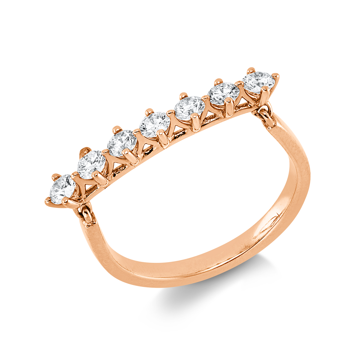 diamond full cut  modern woman ring in red gold