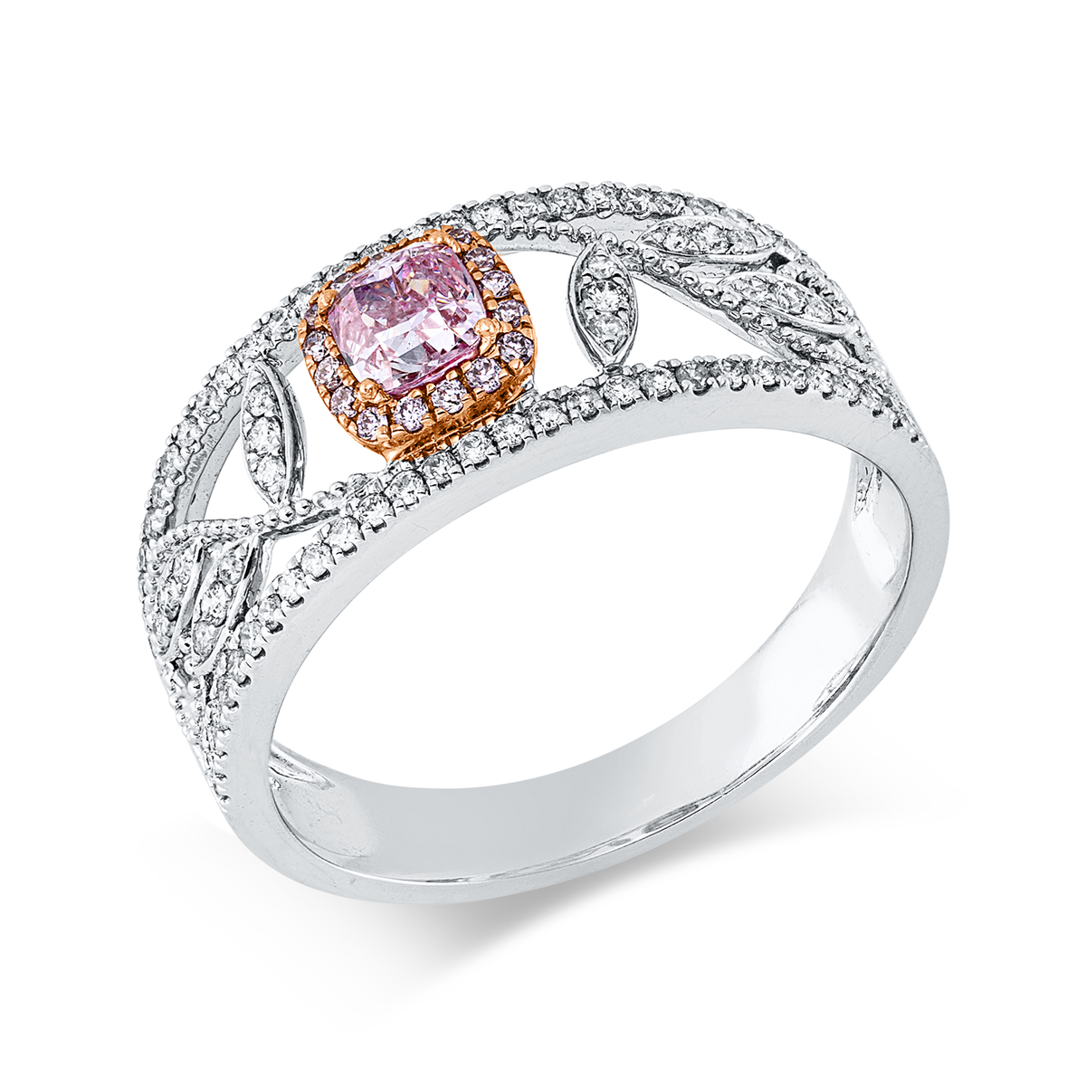 diamond full cut  fancy colored diamond ring in whitegold / rosegold