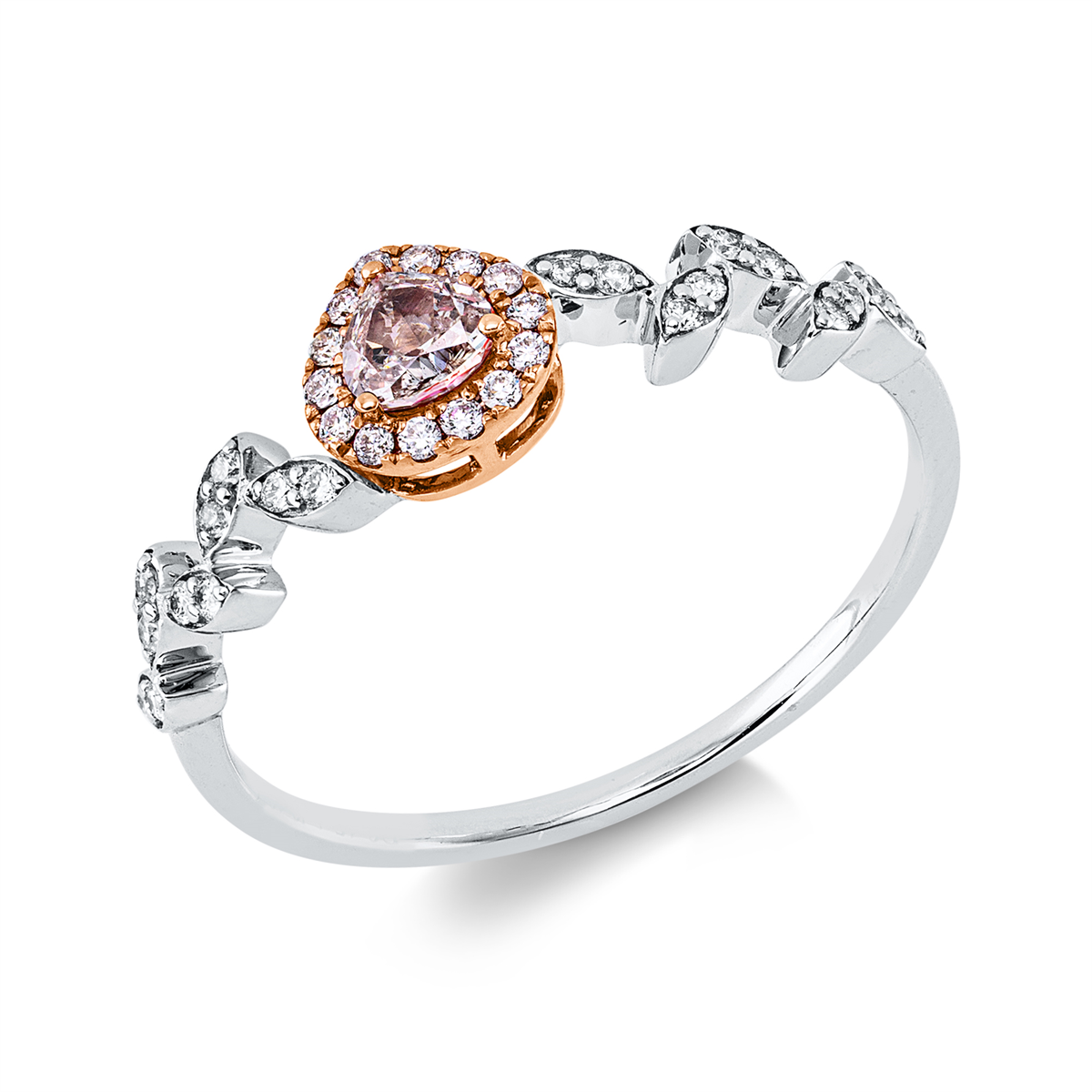diamond full cut  fancy colored diamond ring in whitegold / rosegold