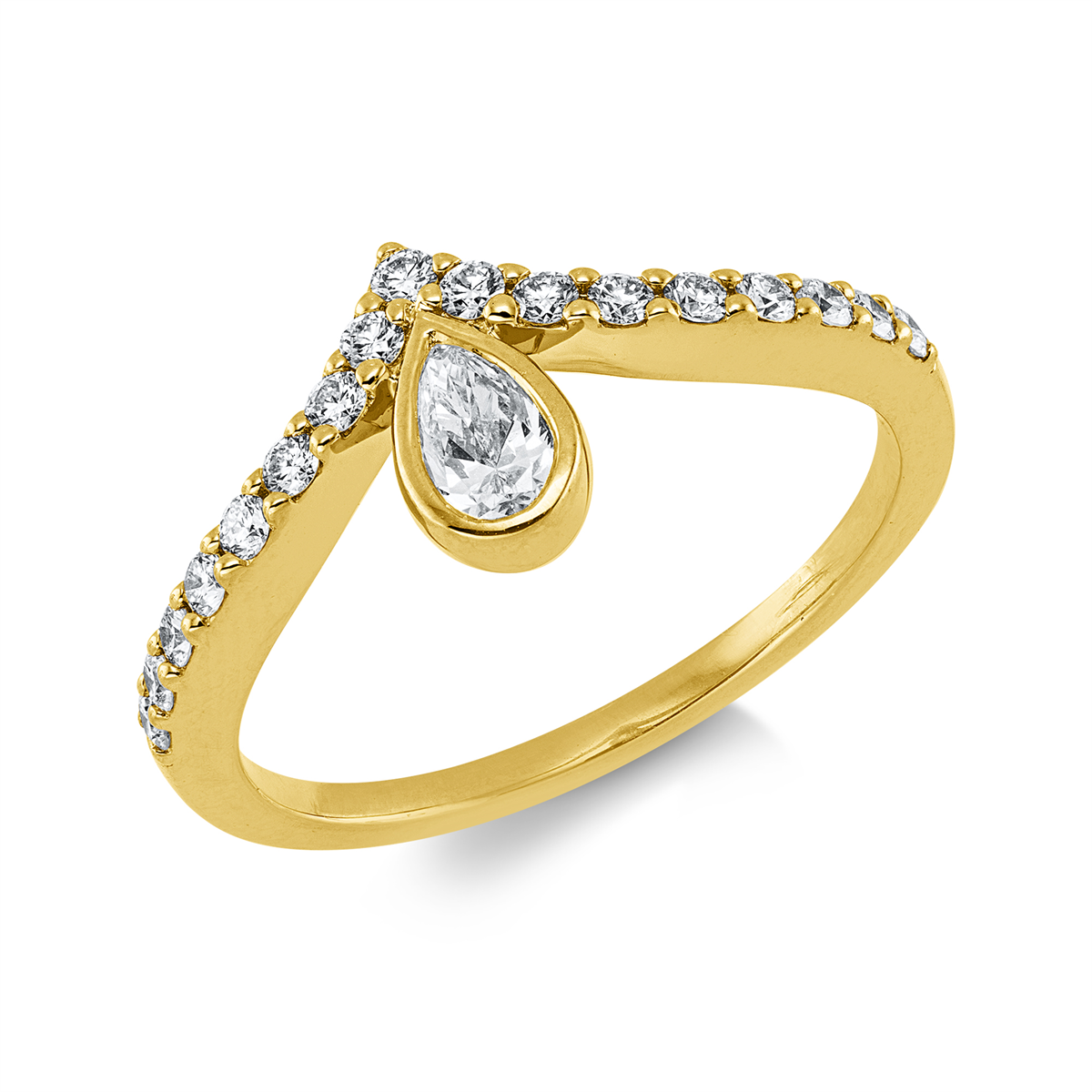 diamond full cut  solitaire with accent stones ring in yellow gold