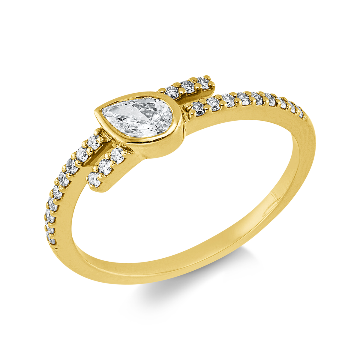 diamond full cut  solitaire with accent stones ring in yellow gold