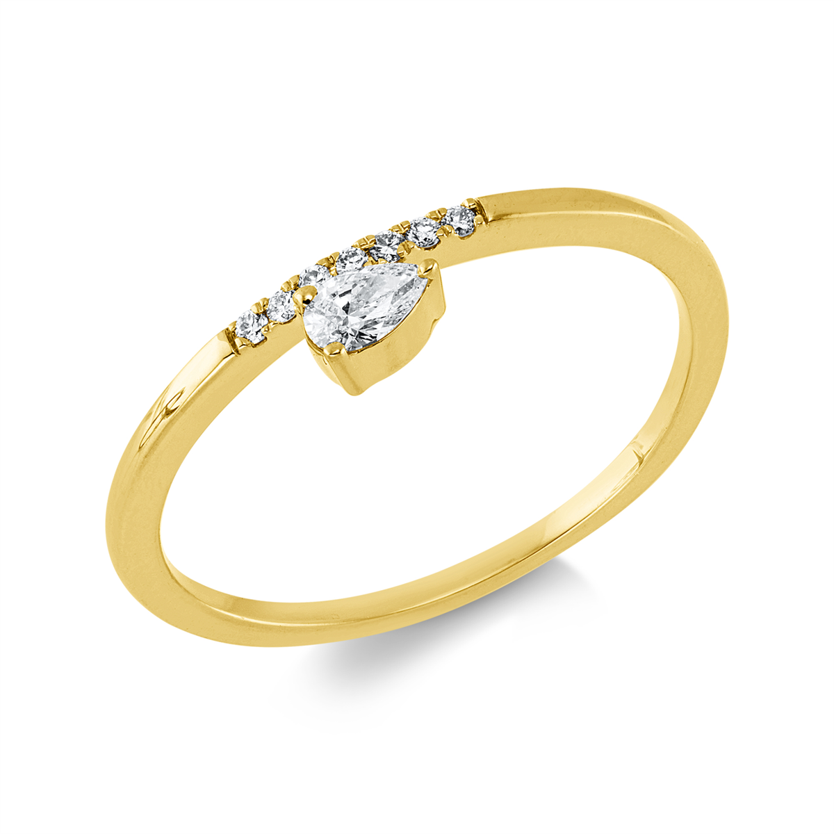 diamond full cut  solitaire with accent stones ring in yellow gold