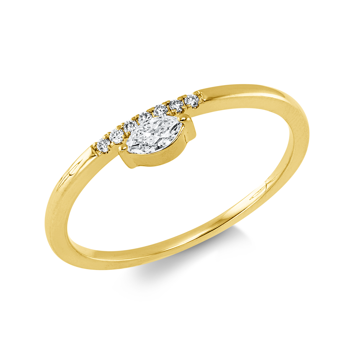 diamond full cut  solitaire with accent stones ring in yellow gold