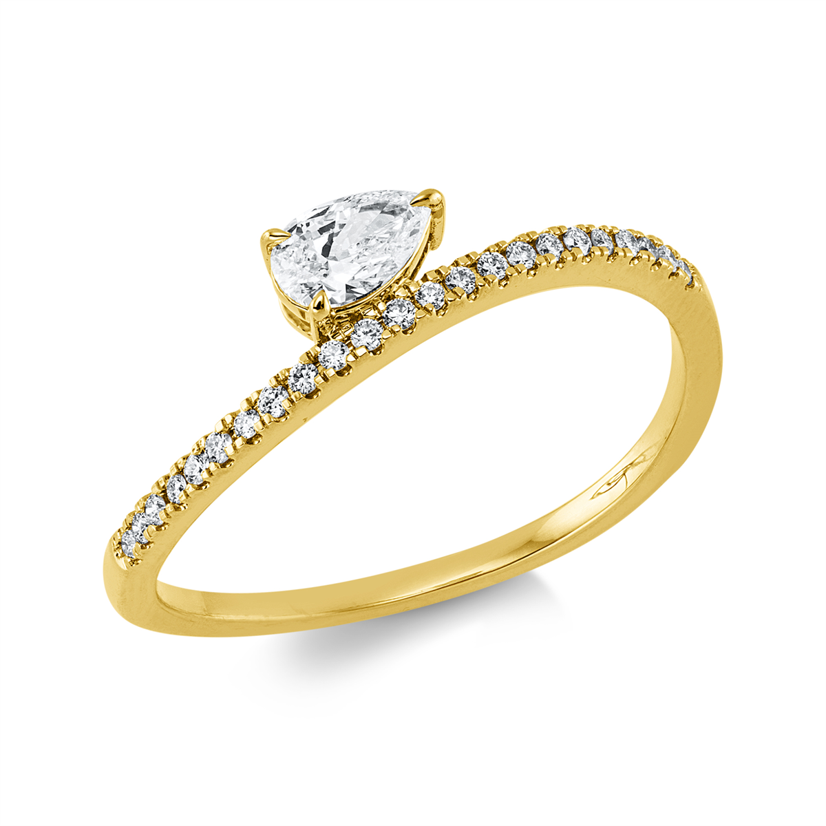 diamond full cut  solitaire with accent stones ring in yellow gold