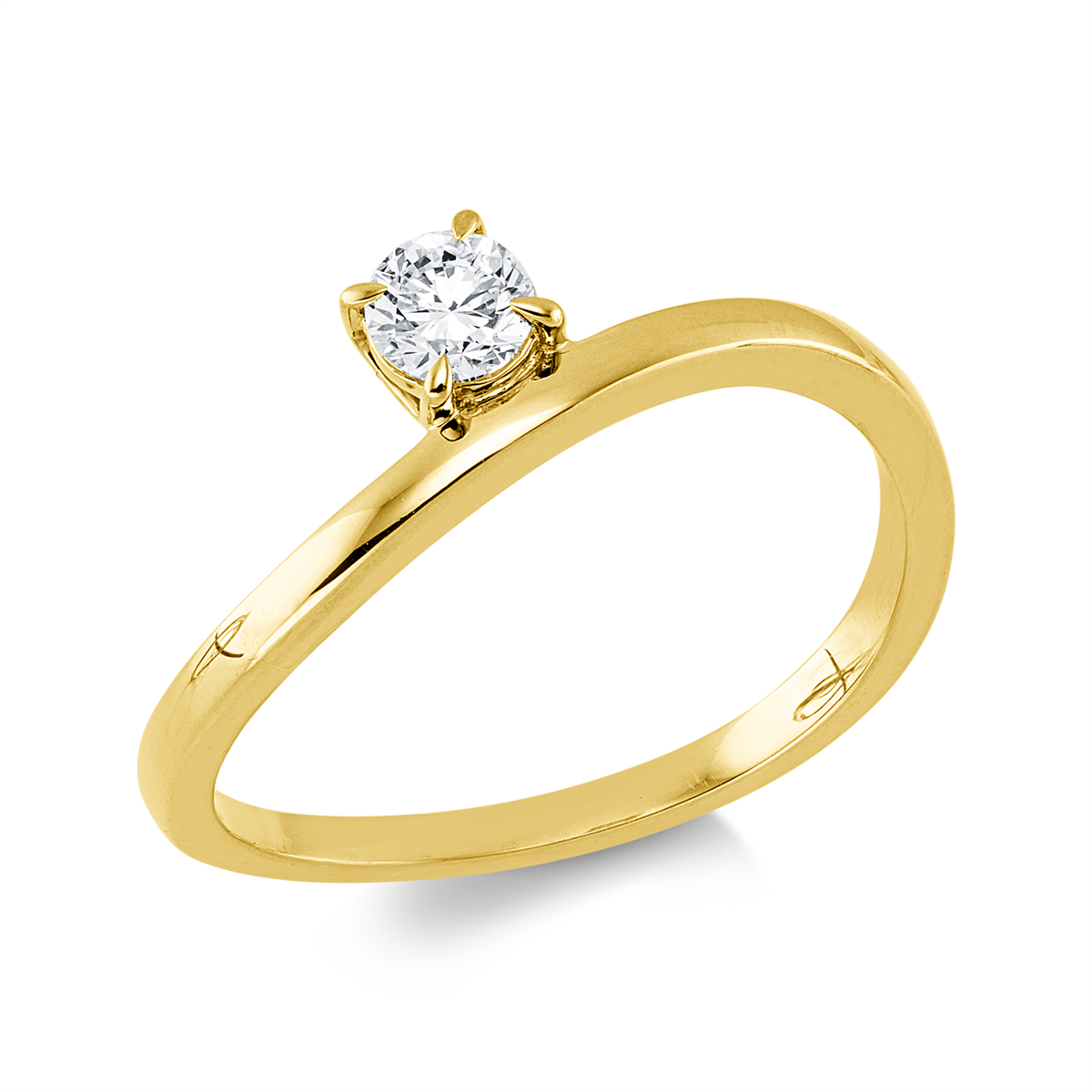 diamond full cut  solitaire ring in yellow gold