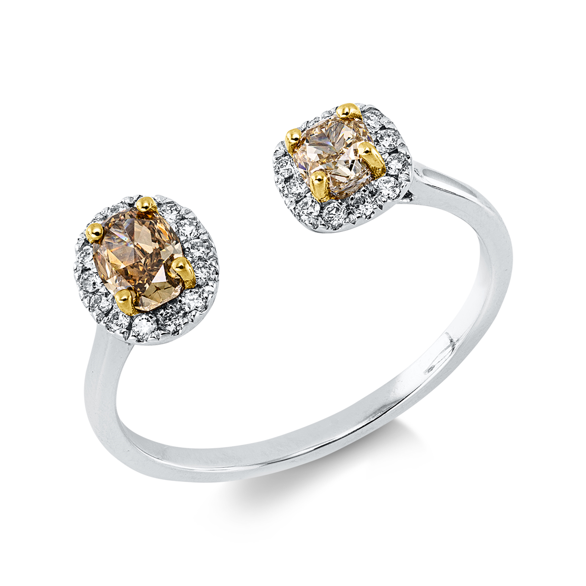 diamond full cut  fancy colored diamond ring in white gold / yellow gold