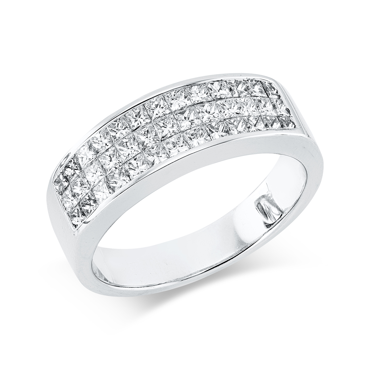 princess  baguette ring in white gold