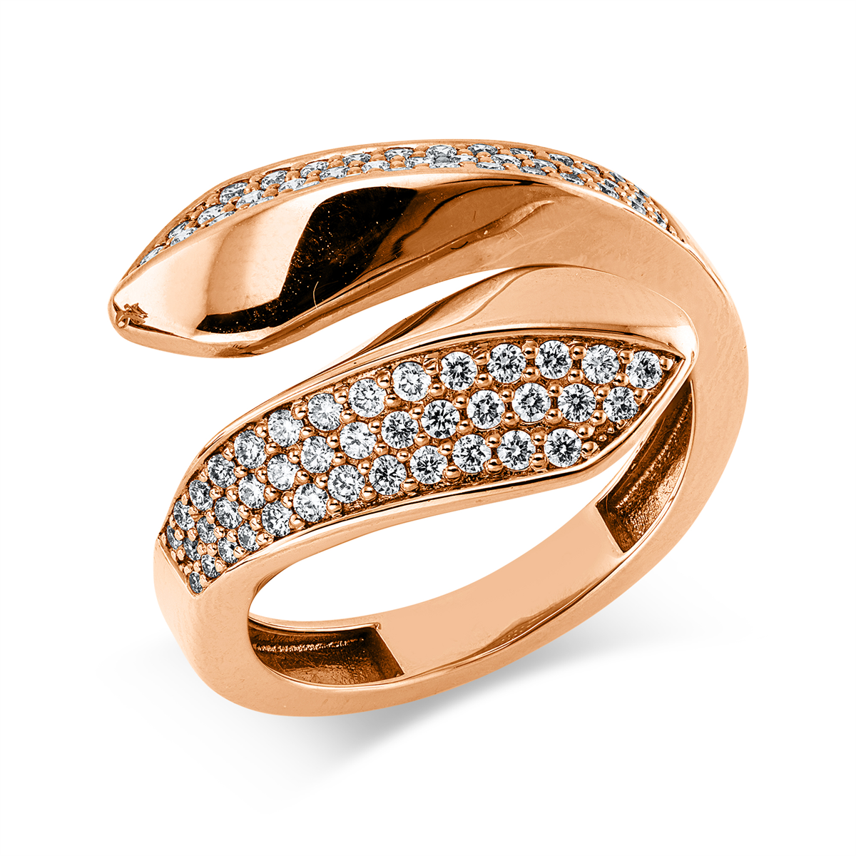 diamond full cut  pavé ring in red gold