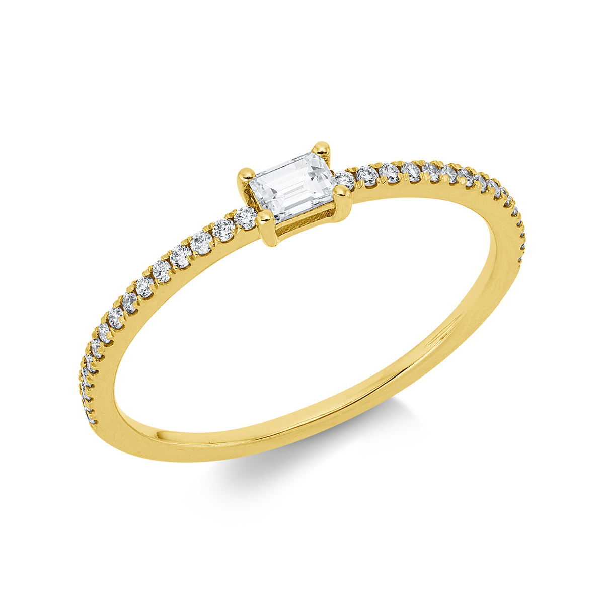 diamond full cut  solitaire with accent stones ring in yellow gold