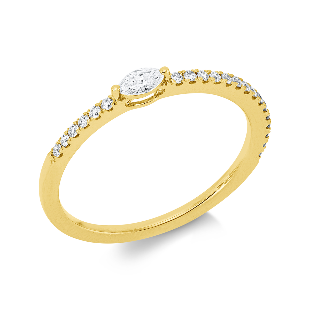 diamond full cut  solitaire with accent stones ring in yellow gold