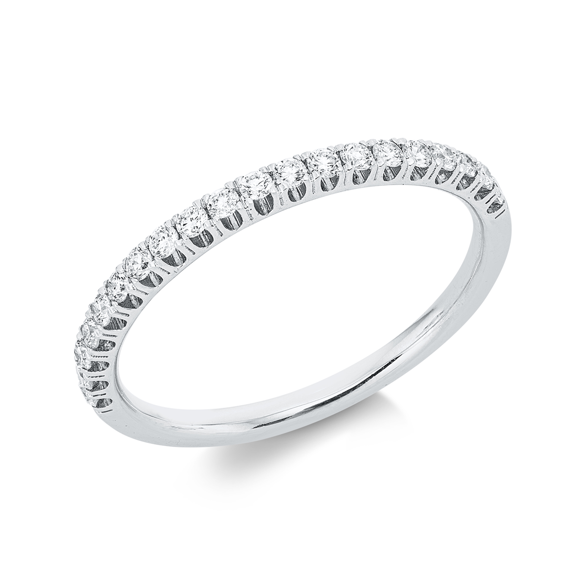 diamond full cut  eternity half ring in white gold