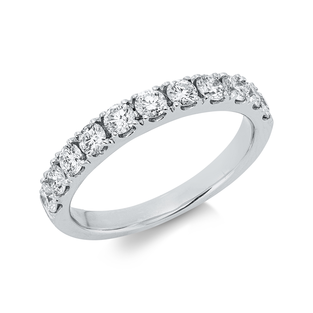 diamond full cut  eternity half ring in white gold