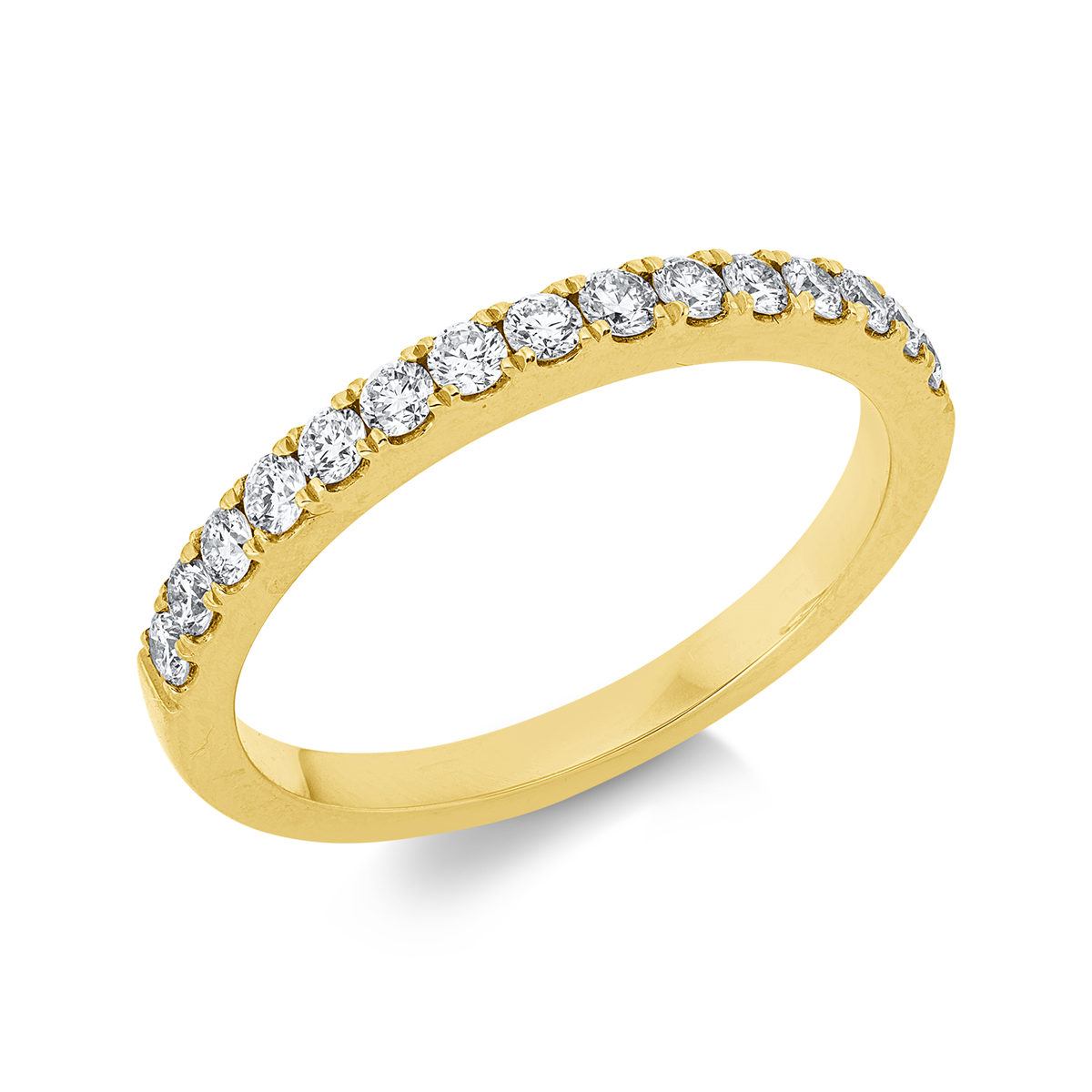 diamond full cut  eternity half ring in yellow gold
