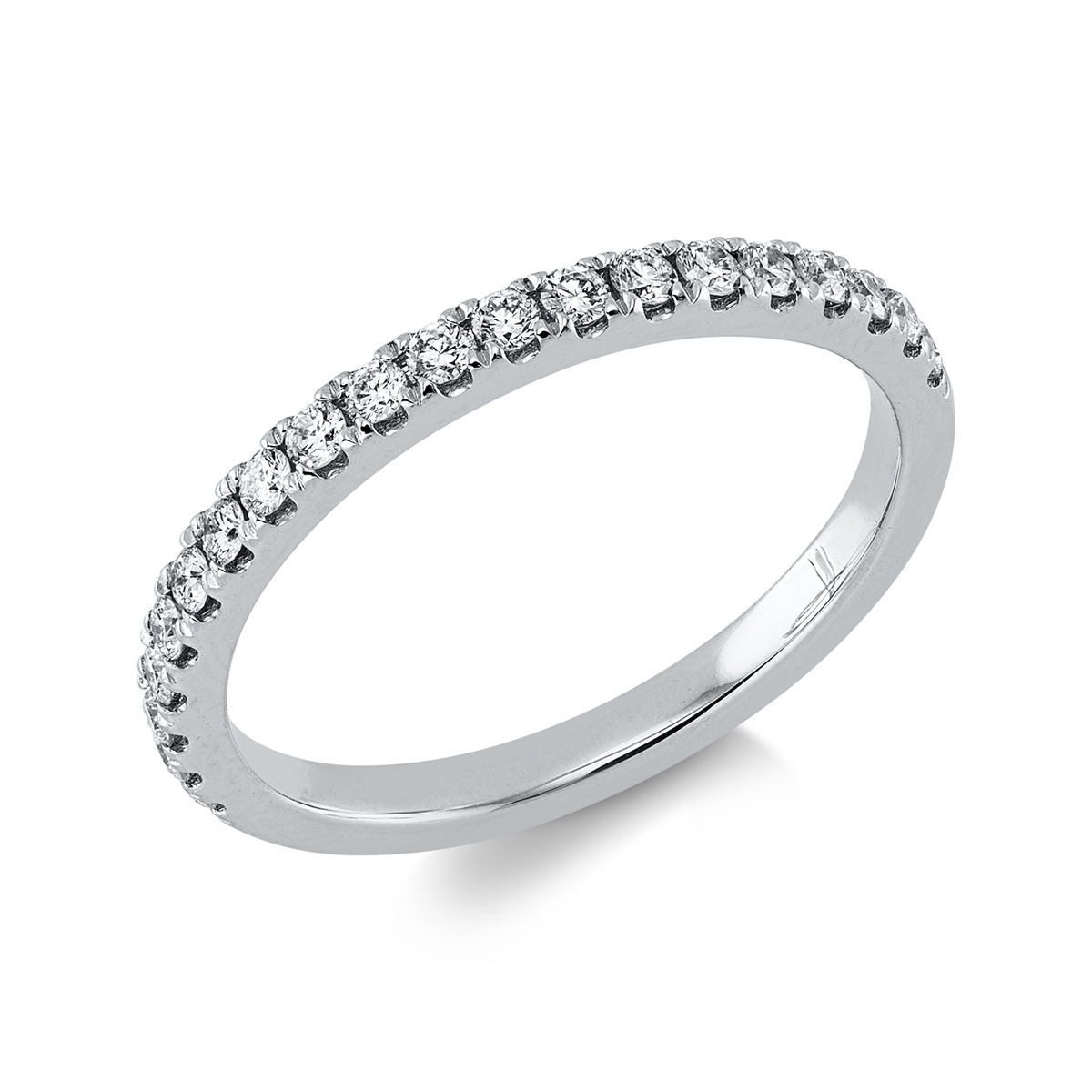 diamond full cut  eternity half ring in white gold