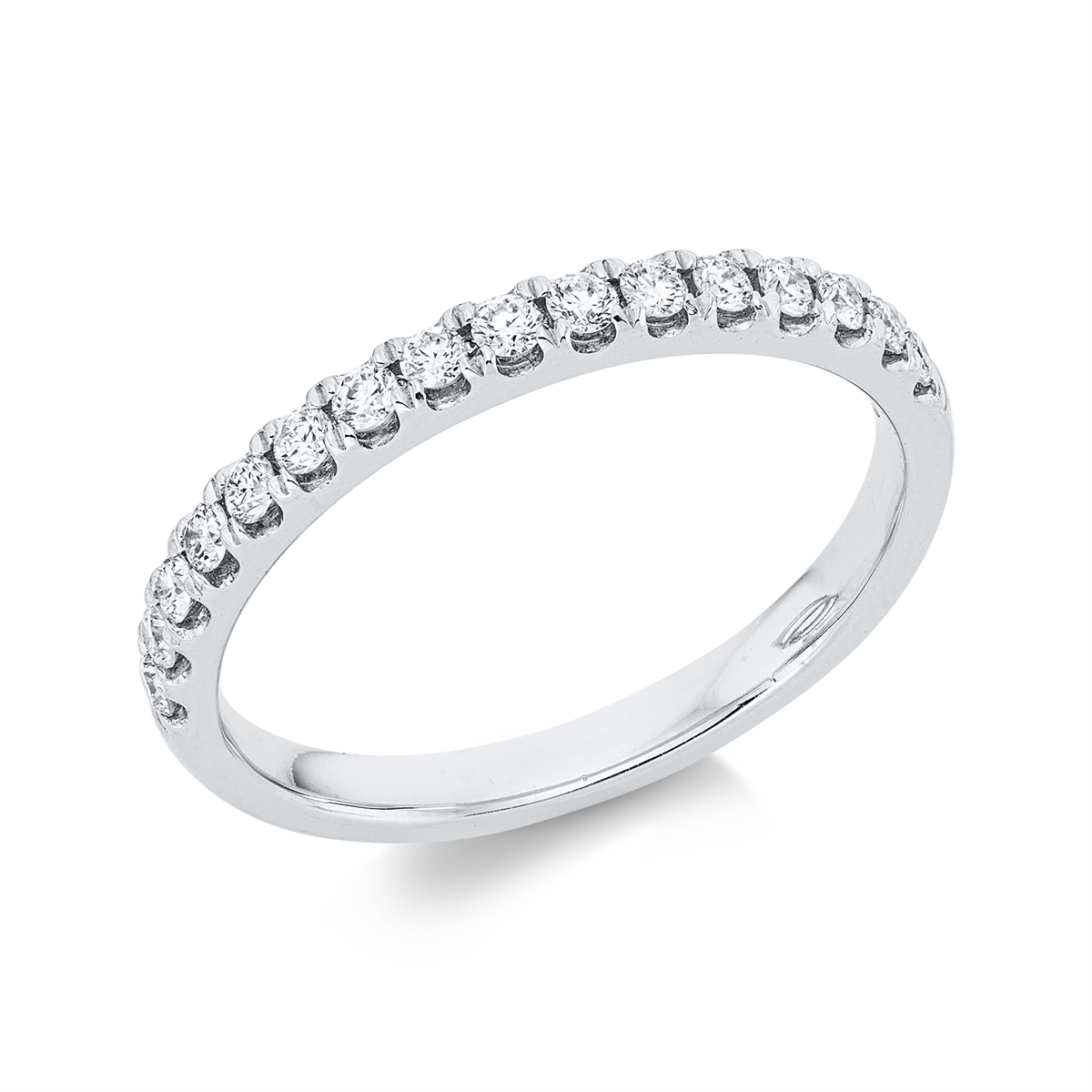 diamond full cut  eternity half ring in white gold